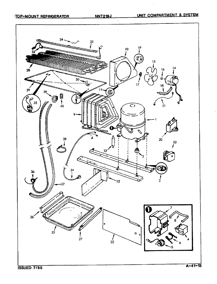 UNIT COMPARTMENT & SYSTEM Diagram and Parts List for NNT219JH 8A32A Maytag Refrigerator
