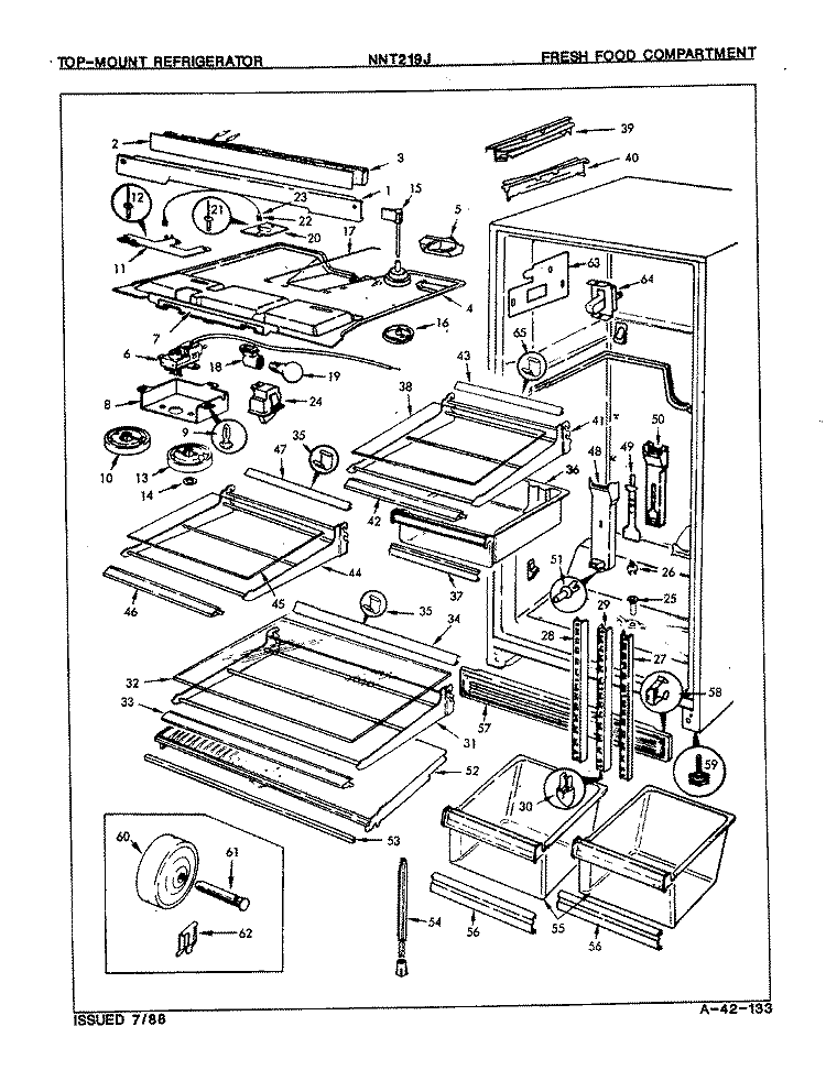 FRESH FOOD COMPARTMENT Diagram and Parts List for NNT219JH 8A32A Maytag Refrigerator