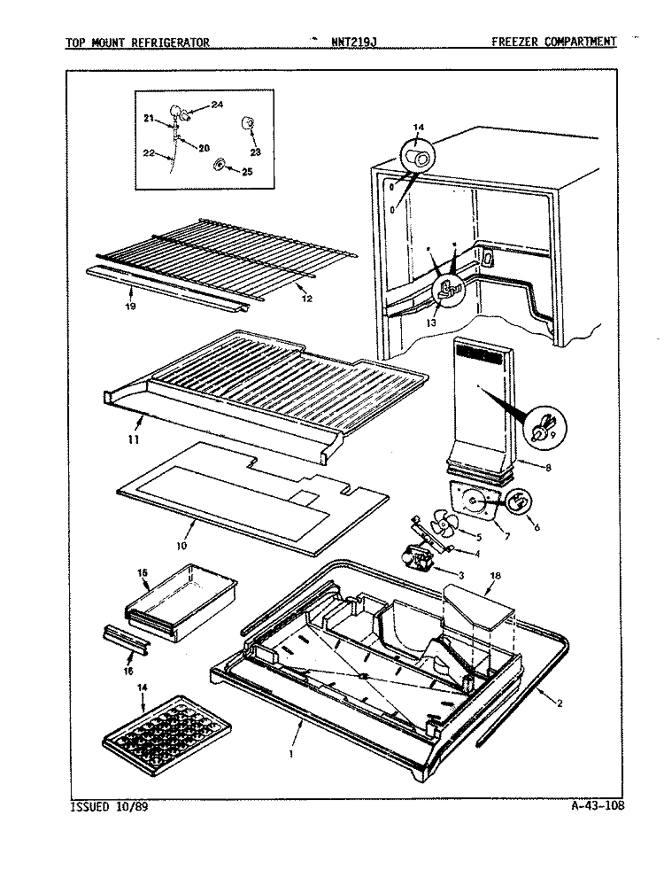 FREEZER COMPARTMENT Diagram and Parts List for NNT219JH 8A32A Maytag Refrigerator