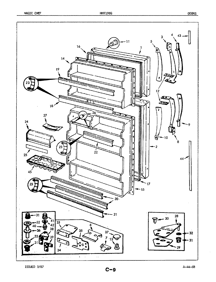 DOORS Diagram and Parts List for NNT198GA 5E65A Maytag Refrigerator
