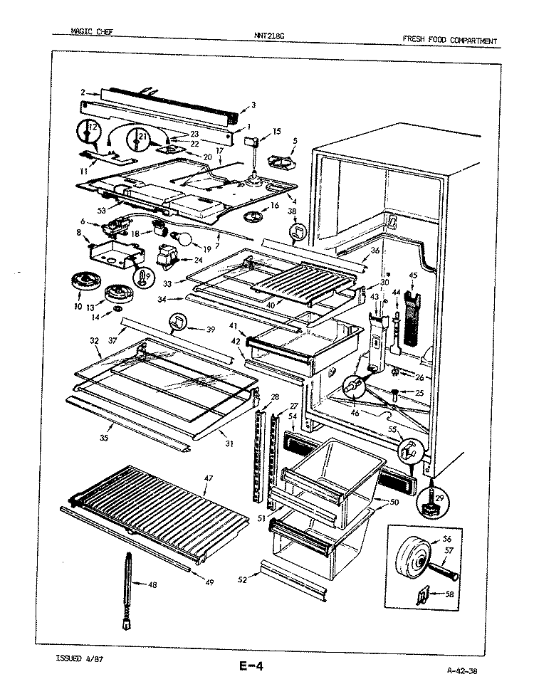 FRESH FOOD COMPARTMENT Diagram and Parts List for NNT218GA 7A34A Maytag Refrigerator