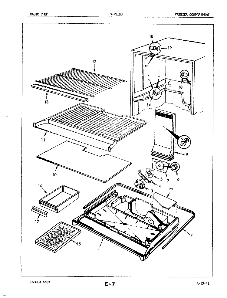 FREEZER COMPARTMENT Diagram and Parts List for NNT218GA 7A34A Maytag Refrigerator