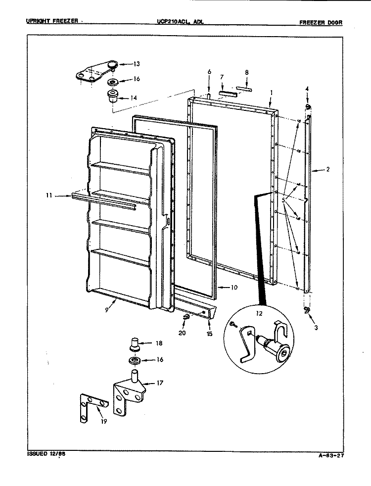 FREEZER DOOR Diagram and Parts List for UCP210ADLWH  Hardwick Freezer