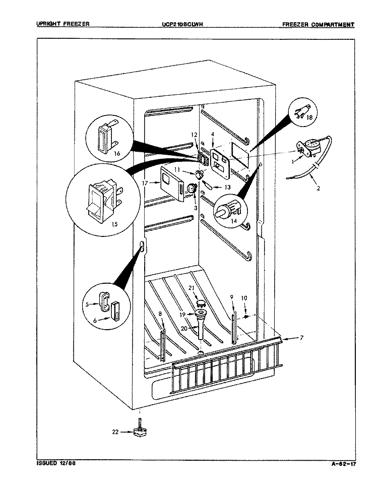 FREEZER COMPARTMENT Diagram and Parts List for UCP210BCLWH  Maytag Freezer