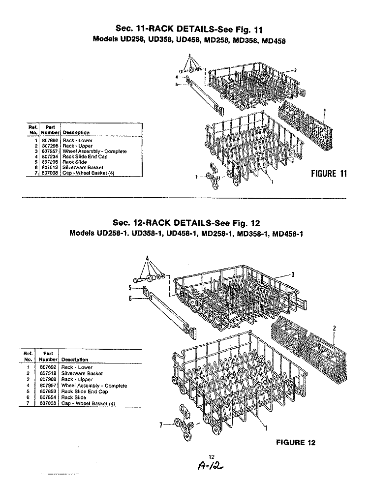 RACK (UD458, MD458) Diagram and Parts List for MD458  Magic Chef Dishwasher