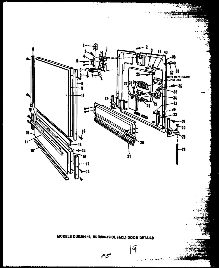 Section 5 Diagram and Parts List for DUR208-19-CL  Caloric Dishwasher