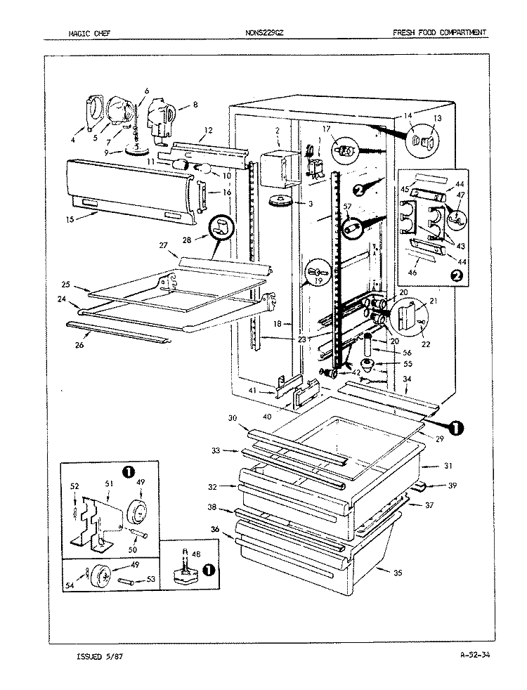 FRESH FOOD COMPARTMENT Diagram and Parts List for NDNS229GZA 7L35A Maytag Refrigerator