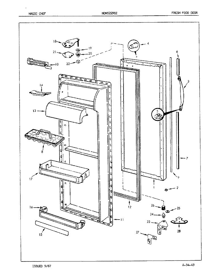 FRESH FOOD DOOR Diagram and Parts List for NDNS229GZA 7L35A Maytag Refrigerator