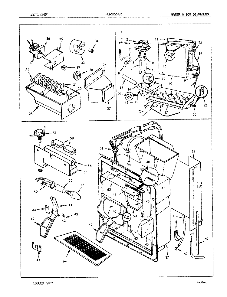 WATER & ICE DISPENSER Diagram and Parts List for NDNS229GZA 7L35A Maytag Refrigerator