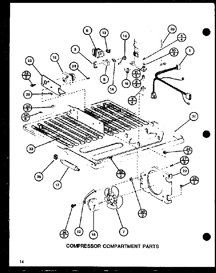 Compressor Compartment Parts Diagram and Parts List for TL18H-P77110-20W  Amana Refrigerator