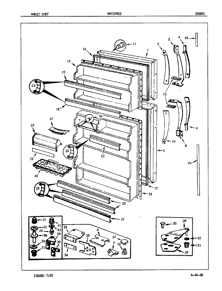 DOORS Diagram and Parts List for NNT198GZA 7A12B Maytag Refrigerator