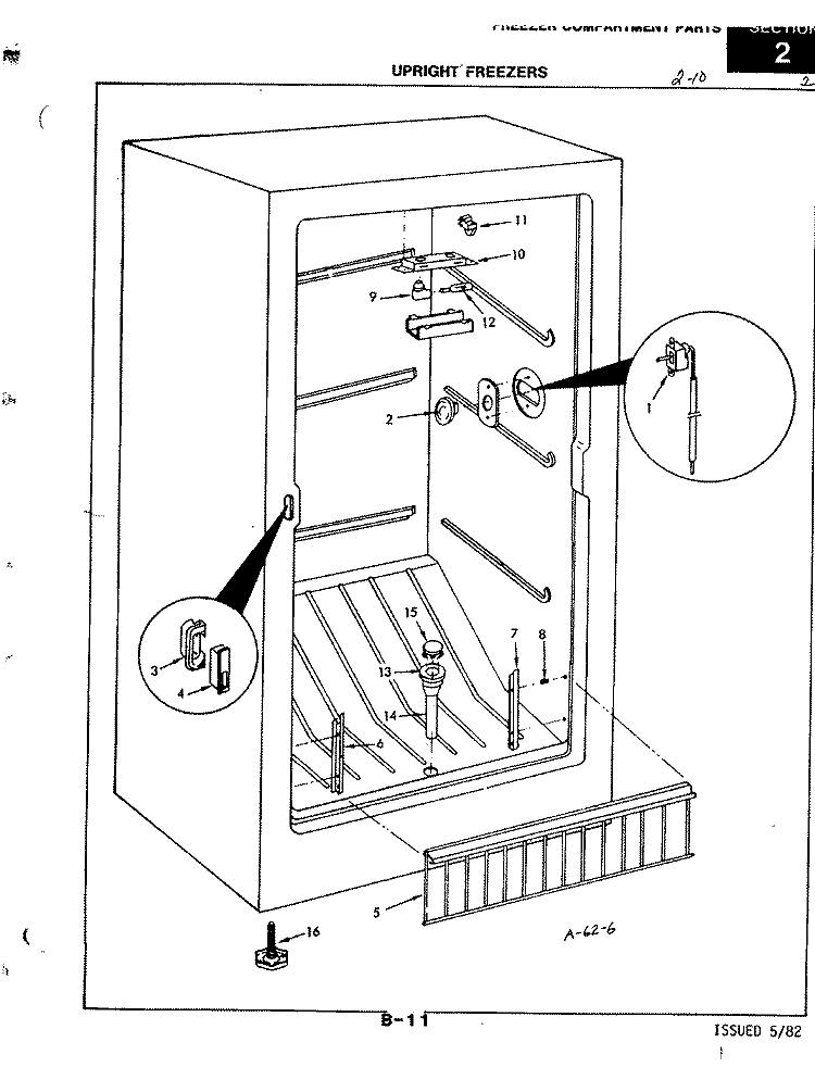 FREEZER COMPARTMENT Diagram and Parts List for DF15AAL-WH  Hardwick Freezer