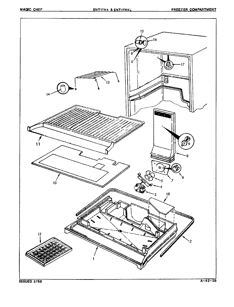 FREEZER COMPARTMENT Diagram and Parts List for ENT17H4A 8A23A Maytag Refrigerator