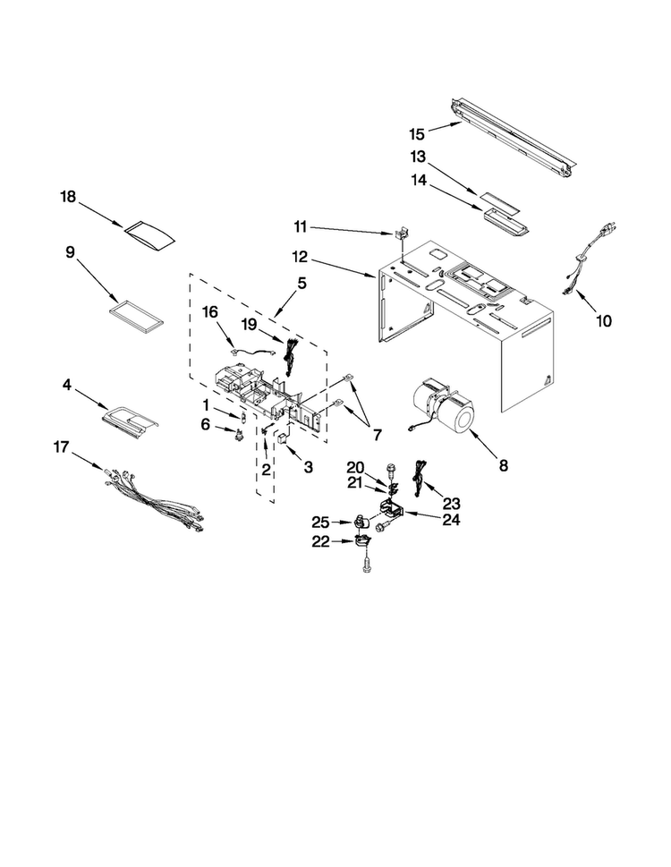 Cabinet And Air Flow Parts Diagram and Parts List for YJMV8208DB00  Jenn-Air Microwave