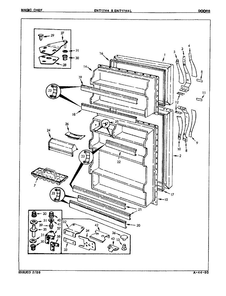 DOORS Diagram and Parts List for ENT17H4A 8A23A Maytag Refrigerator