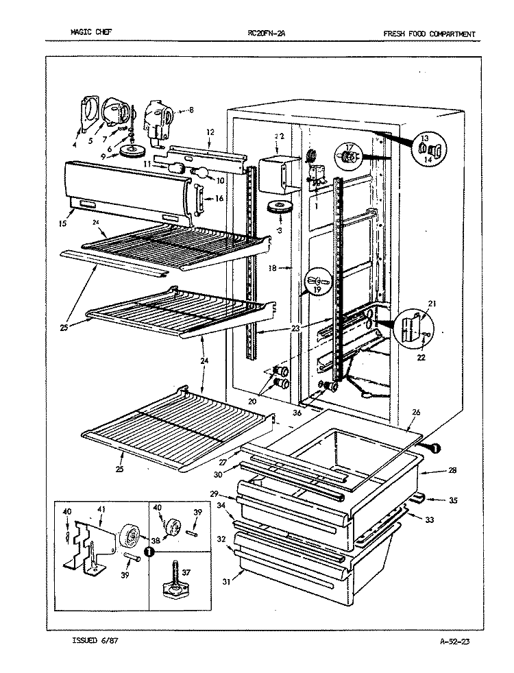 FRESH FOOD COMPARTMENT Diagram and Parts List for RC20FA-2A 5N56A Amana Refrigerator