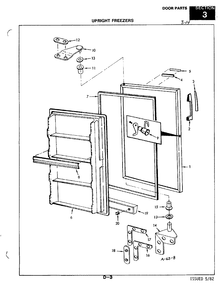 DOOR Diagram and Parts List for DNF17AALWH  Hardwick Freezer