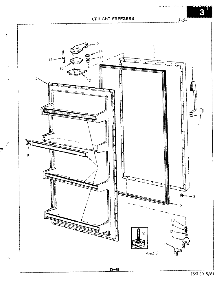 DOOR Diagram and Parts List for FA10AN-1M 1Q56A Magic Chef Freezer
