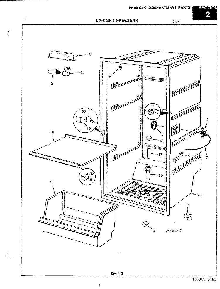 FREEZER COMPARTMENT Diagram and Parts List for FA16AN-1M 1Q57A Magic Chef Freezer