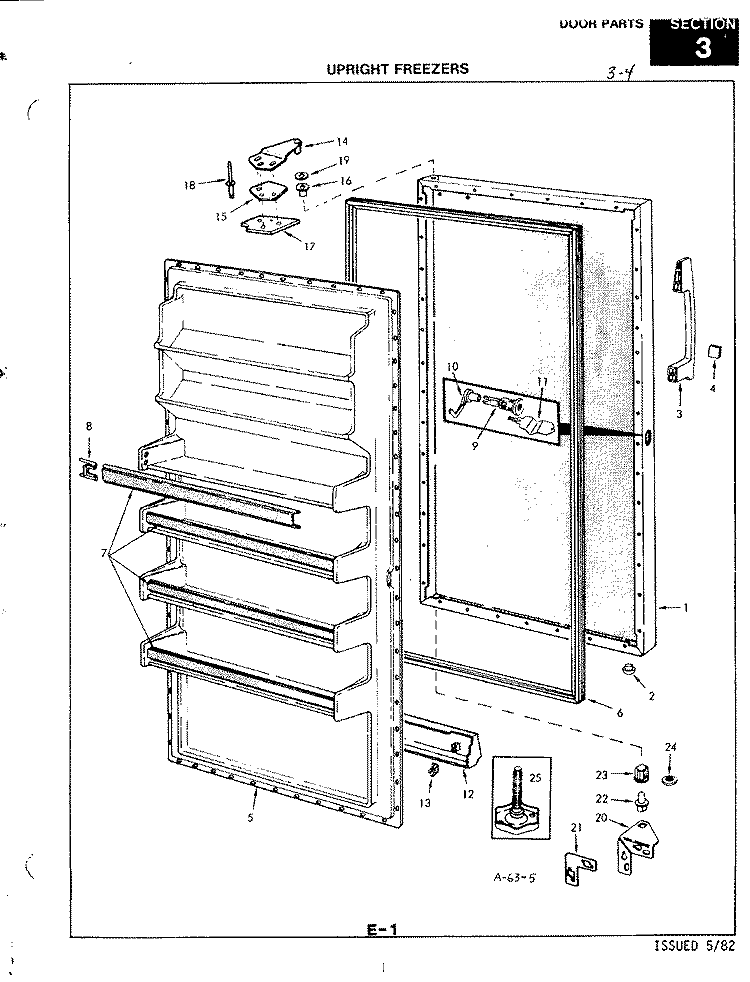 DOOR Diagram and Parts List for FA16AN-1M 1Q57A Magic Chef Freezer