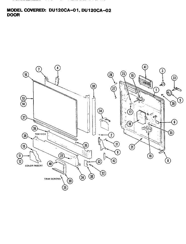 CONTROL PANEL Diagram and Parts List for DU120CA-01  Magic Chef Dishwasher
