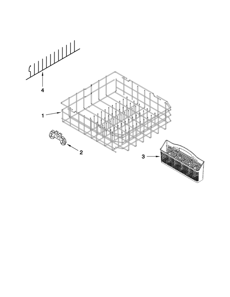 Lower Rack Parts Diagram and Parts List for MDBH949AWB2  Maytag Dishwasher