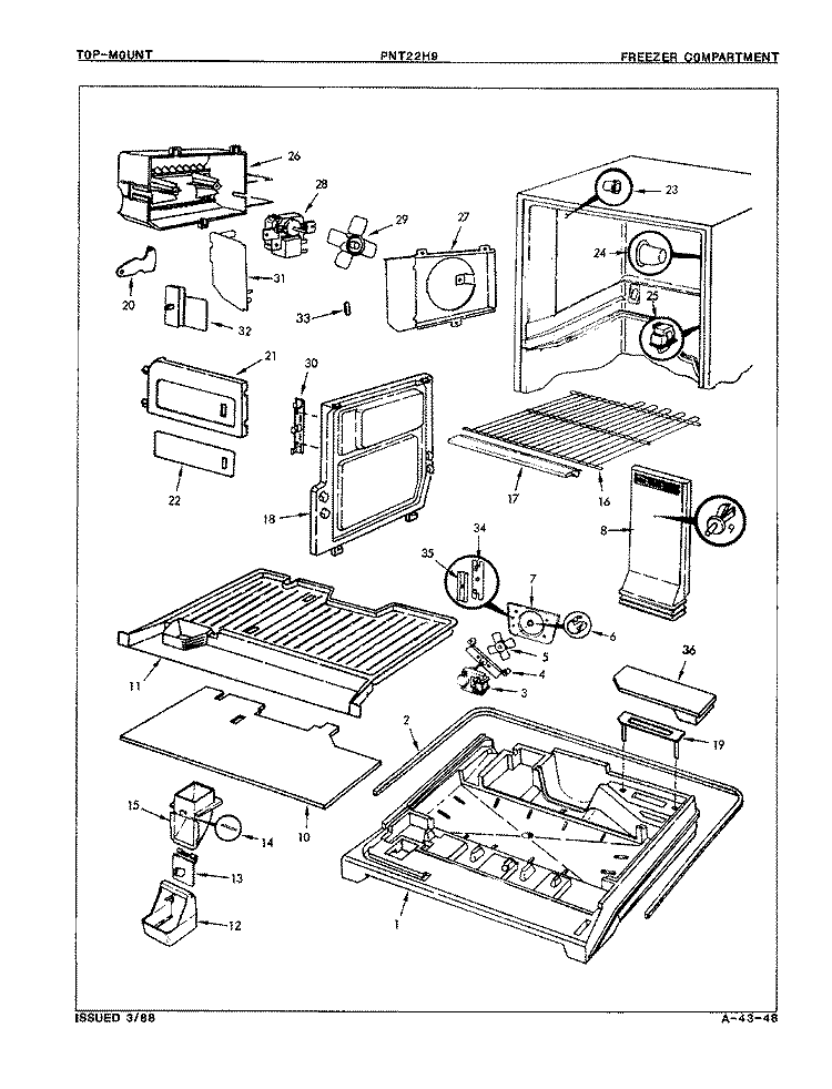 FREEZER COMPARTMENT Diagram and Parts List for PNT22H9Y 7B07A Admiral Refrigerator