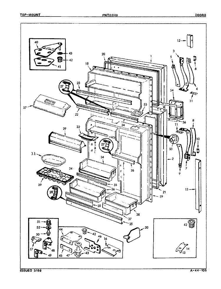 DOORS Diagram and Parts List for PNT22H9A 7B07B Admiral Refrigerator