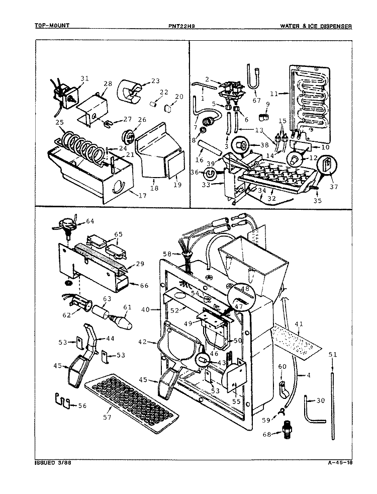 WATER & ICE DISPENSER Diagram and Parts List for PNT22H9Y 7B07A Admiral Refrigerator