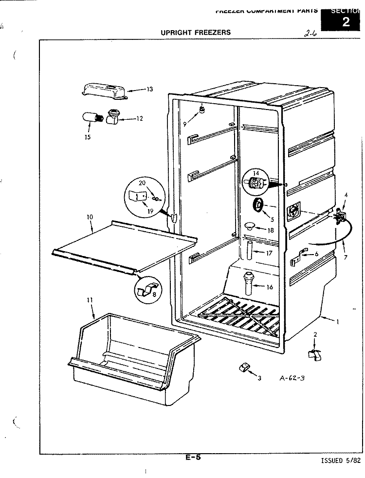 FREEZER COMPARTMENT Diagram and Parts List for FA16AN-1M 2Q57A Magic Chef Freezer