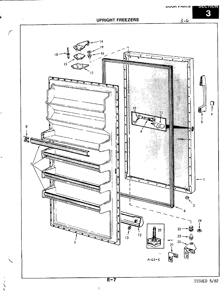 DOOR Diagram and Parts List for FA16AN-1M 2Q57A Magic Chef Freezer