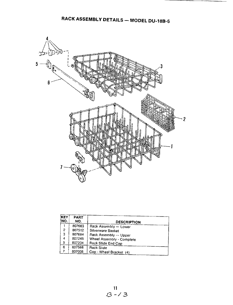 RACK ASSEMBLY Diagram and Parts List for DU18B5-D  Maytag Dishwasher