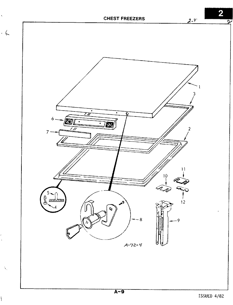 DOOR Diagram and Parts List for C5ABLWH  Jenn-Air Freezer