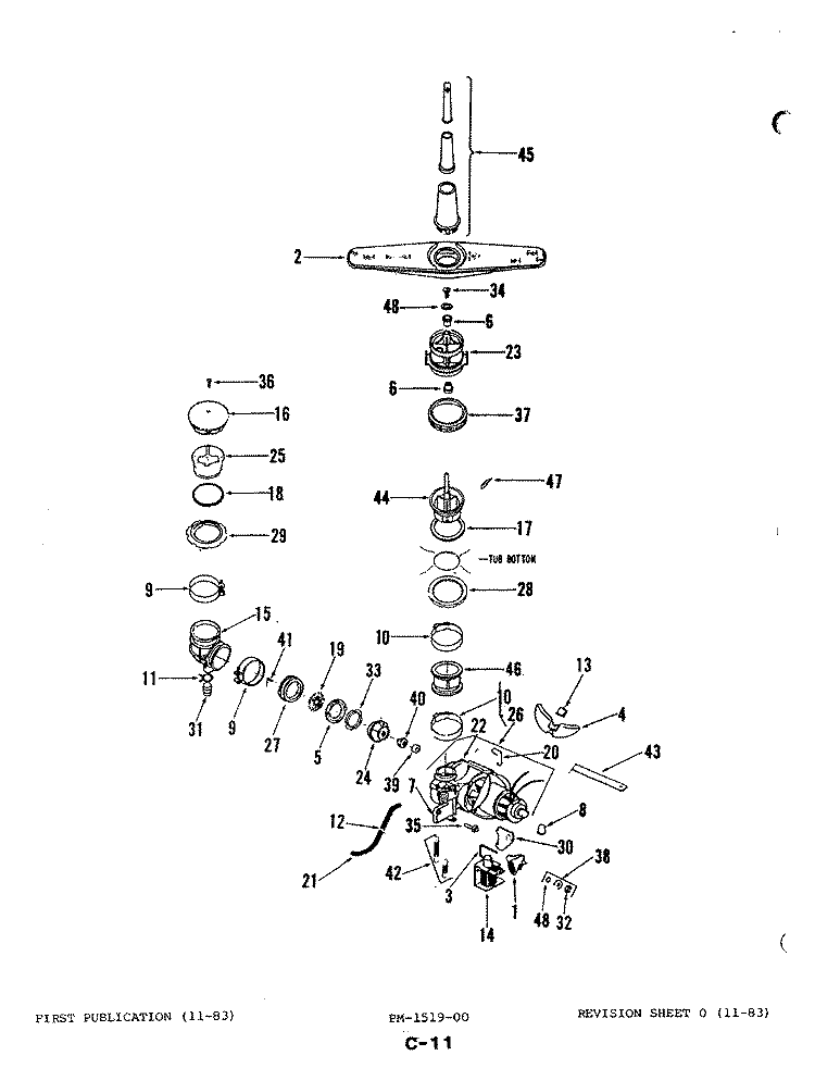 MOTOR & PUMP ASSEMBLY Diagram and Parts List for DU51A-01  Magic Chef Dishwasher
