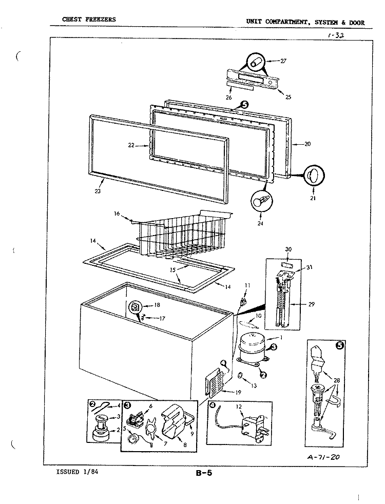 UNIT COMPARTMENT & SYSTEM, DOOR Diagram and Parts List for C8D EY77B Maytag Freezer