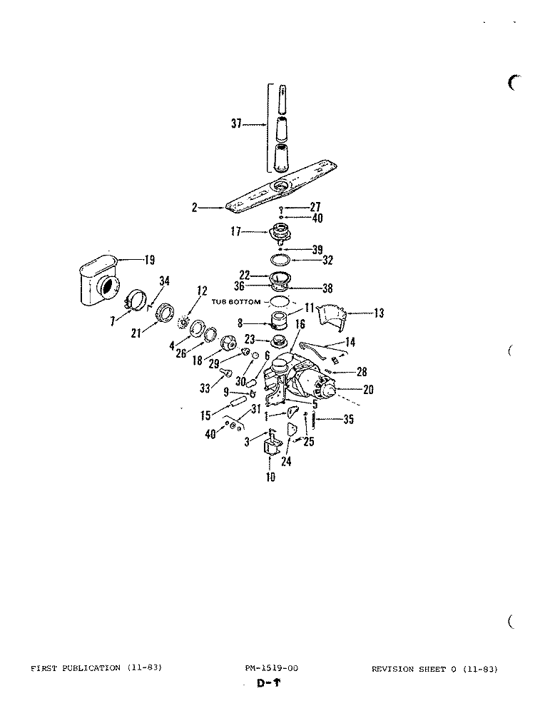 PUMP ASSEMBLY Diagram and Parts List for DU60A-01  Magic Chef Dishwasher