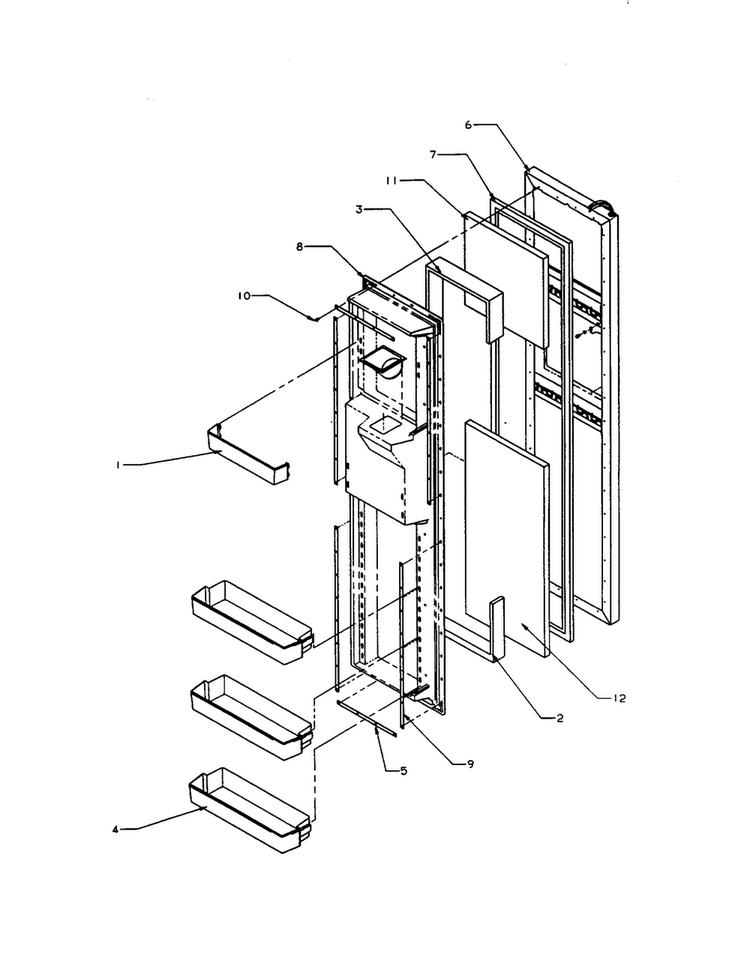 Freezer Door Foam Assembly Diagram and Parts List for SXD22S2L-P1190404WL  Amana Refrigerator