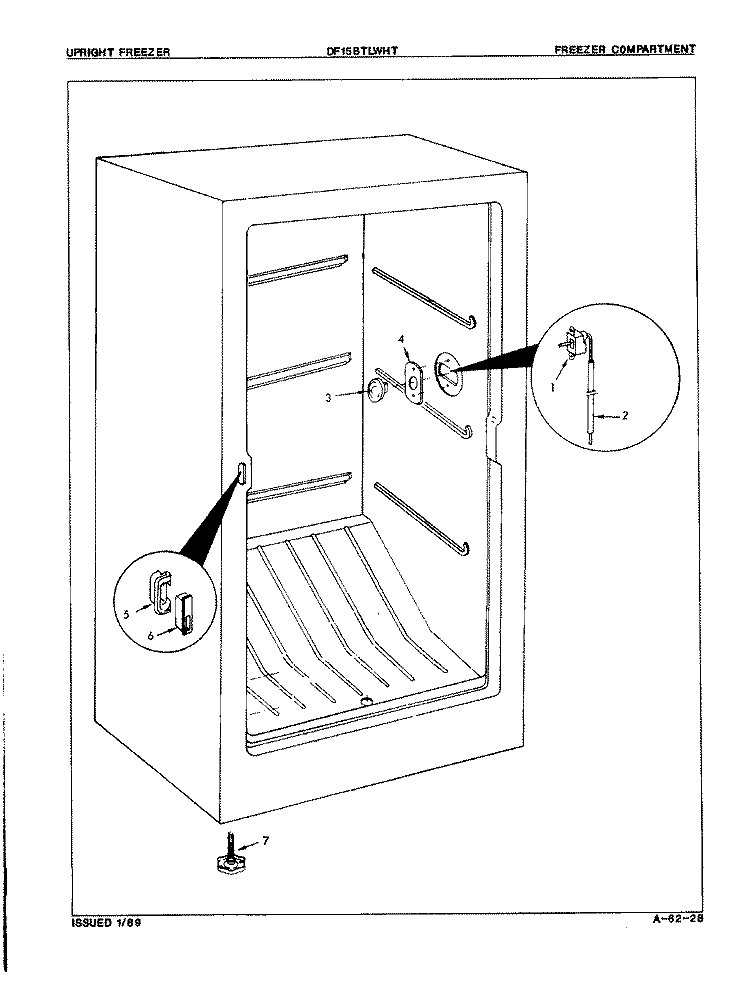 FREEZER COMPARTMENT Diagram and Parts List for DF15BTLWHT 8V063 Admiral Freezer