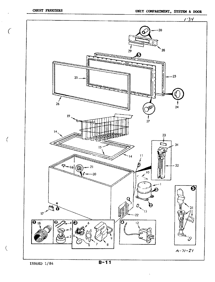 UNIT COMPARTMENT Diagram and Parts List for C10D EY75A Admiral Freezer