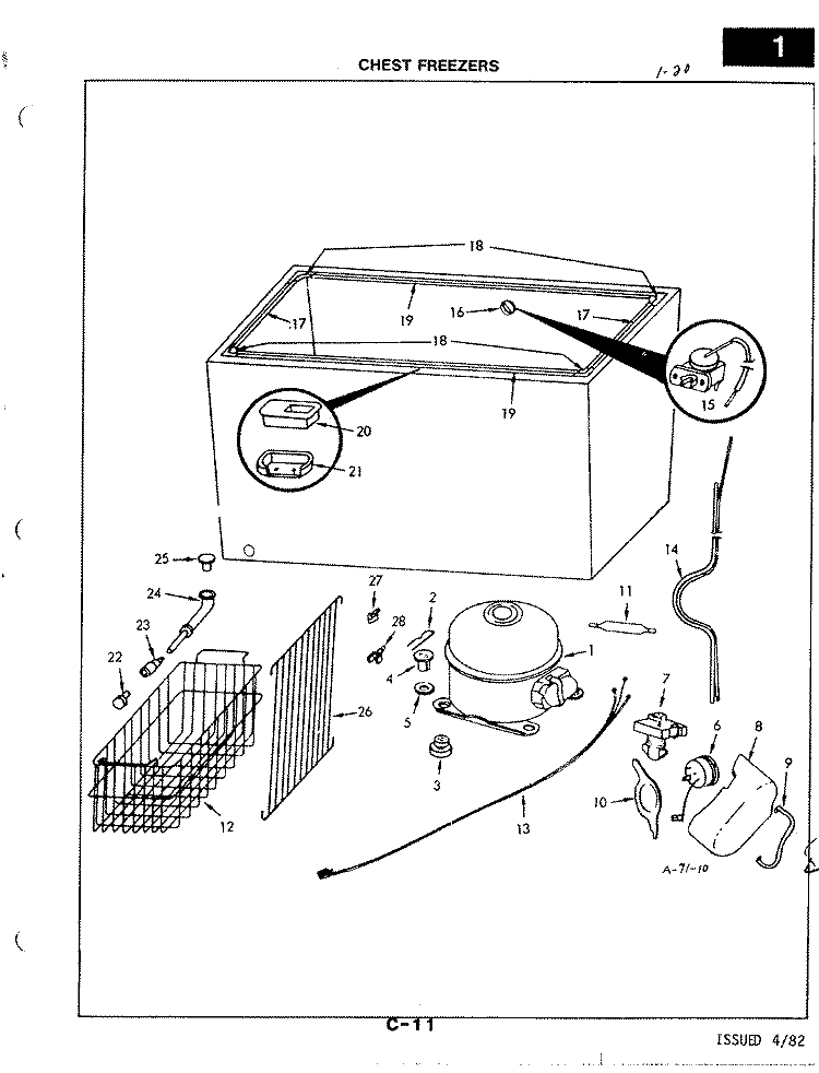 UNIT COMPARTMENT Diagram and Parts List for C20AALWH  Jenn-Air Freezer