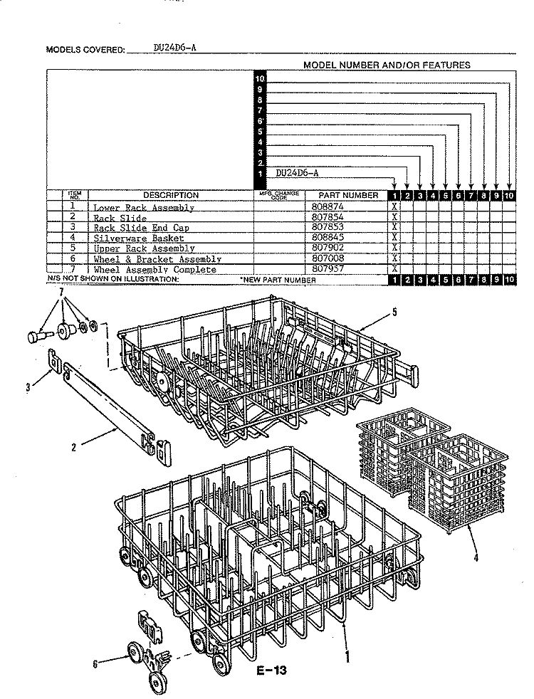 RACKS (DU24D6A) Diagram and Parts List for DU24D6A  Maytag Dishwasher
