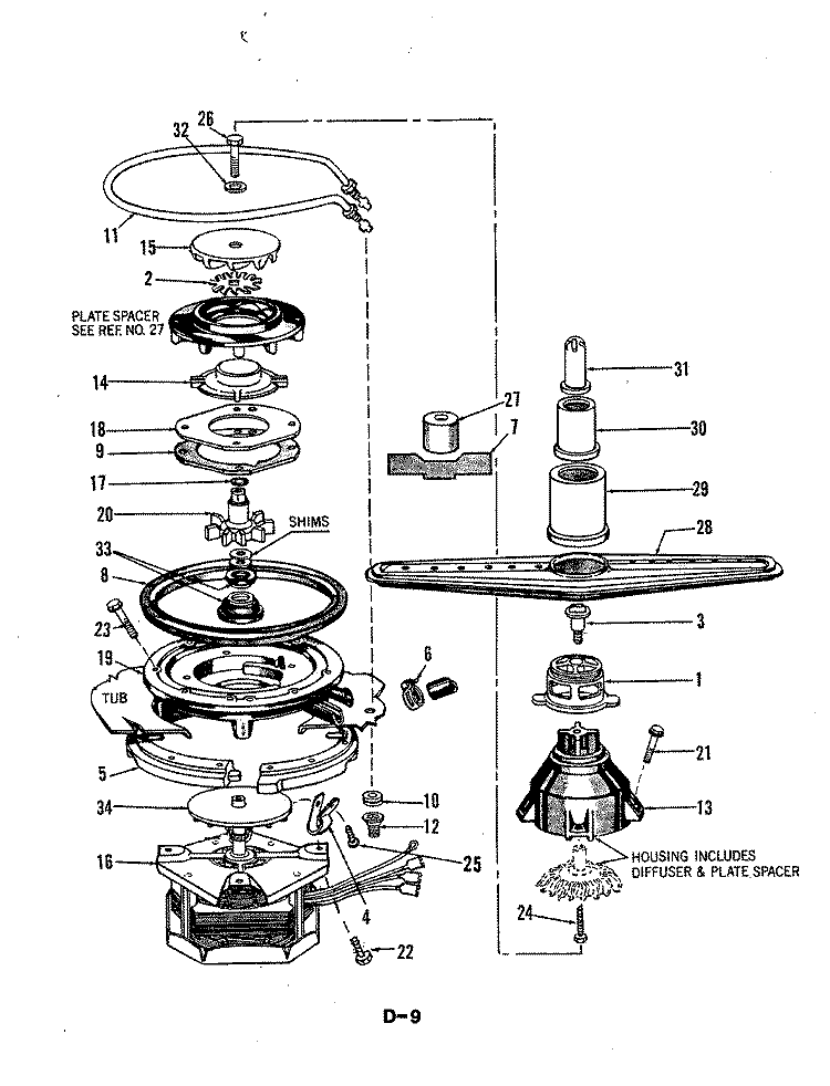 MOTOR & PUMP (DU24D2A) Diagram and Parts List for DU24D2A  Maytag Dishwasher