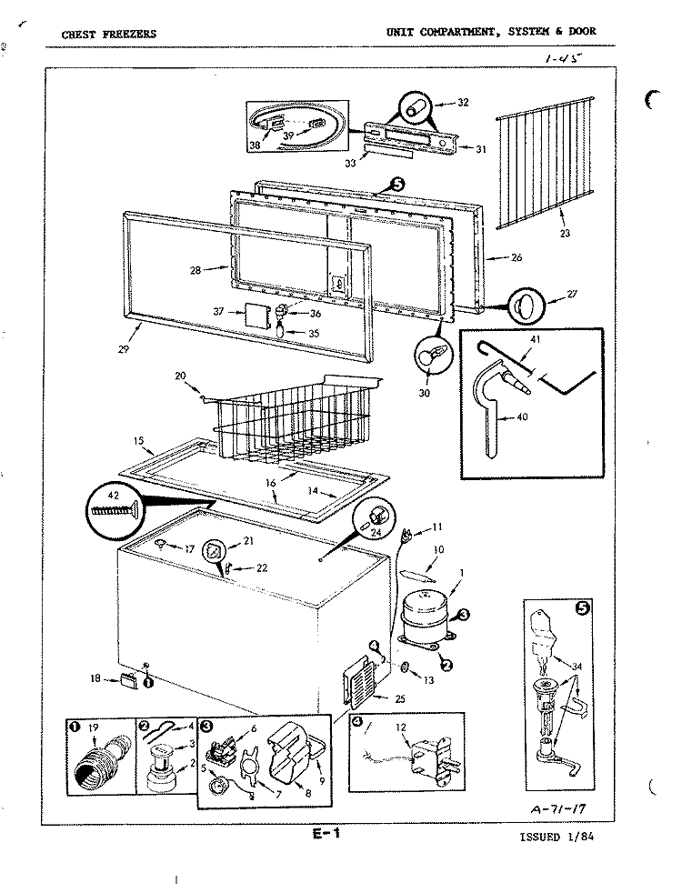 UNIT COMPARTMENT & SYSTEM, DOOR Diagram and Parts List for C25D EY80A Maytag Freezer