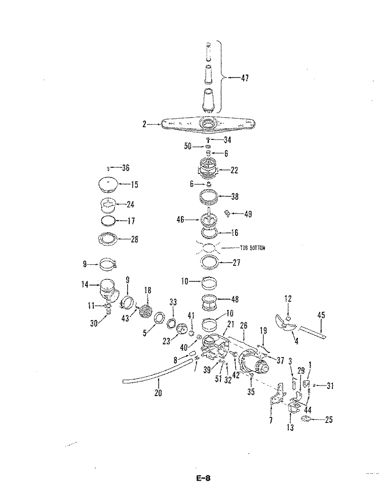 MOTOR & PUMP Diagram and Parts List for DU4A-01  Magic Chef Dishwasher