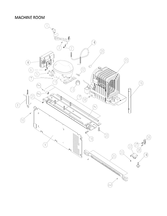 Machine Room Parts Diagram and Parts List for 11170719911  Kenmore Refrigerator