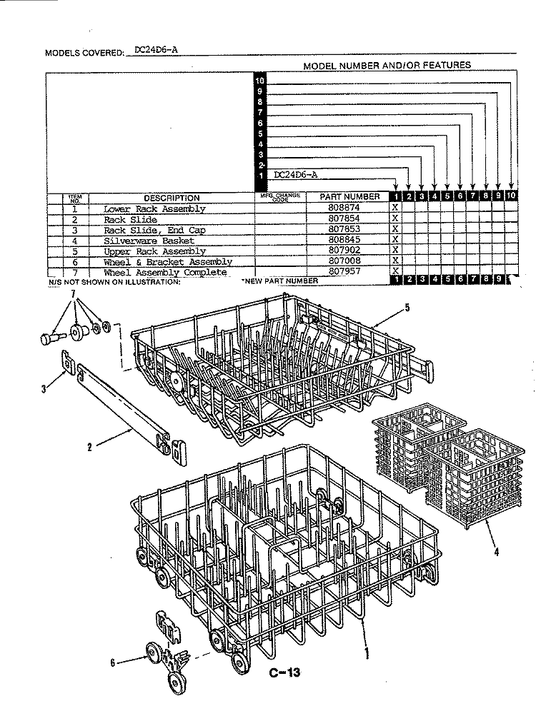 RACK Diagram and Parts List for DC24D6-A  Maytag Dishwasher