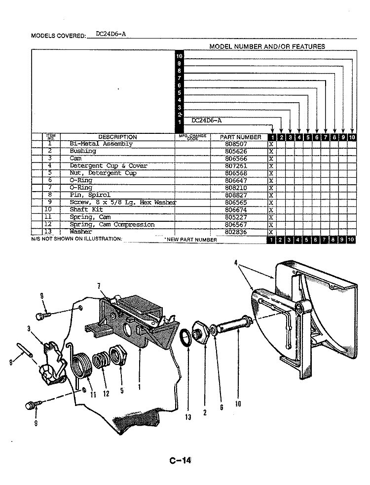 DETERGENT CUP Diagram and Parts List for DC24D6-A  Maytag Dishwasher