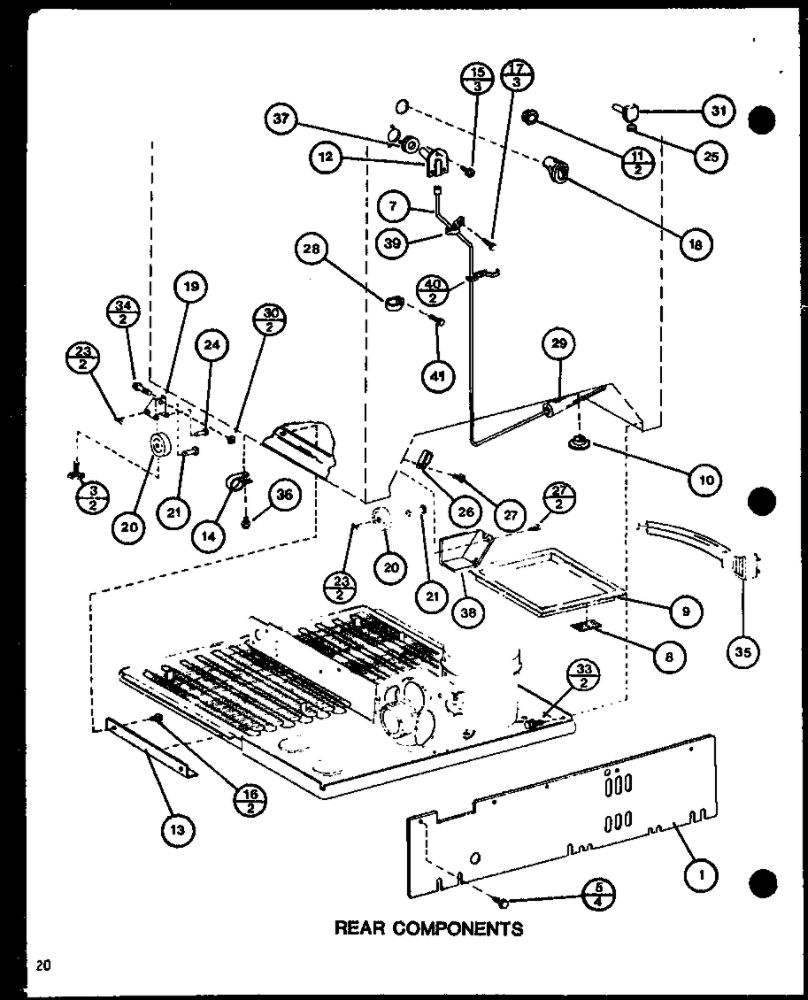 Rear Components 1 Diagram and Parts List for IC3H-P7621307W-TM  Amana Refrigerator