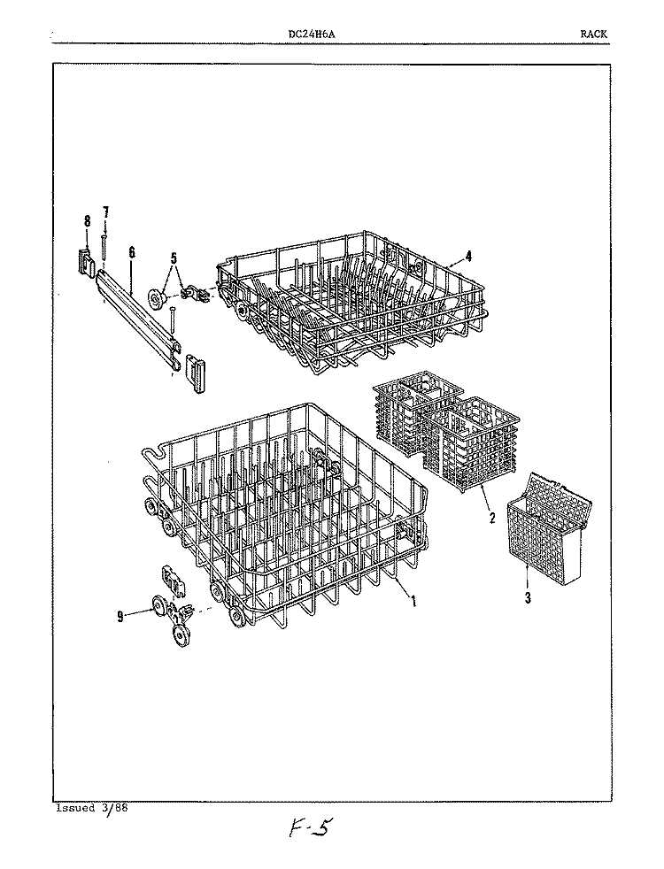 RACKS Diagram and Parts List for DC24H6A  Maytag Dishwasher