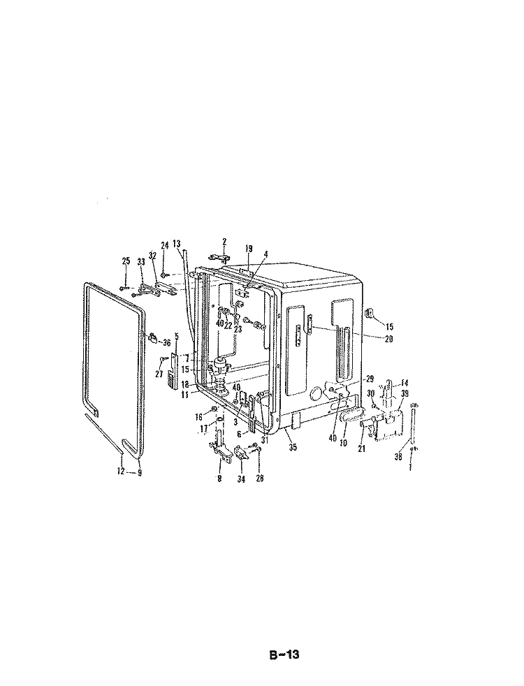 TUB Diagram and Parts List for DU24D6AC  Maytag Dishwasher